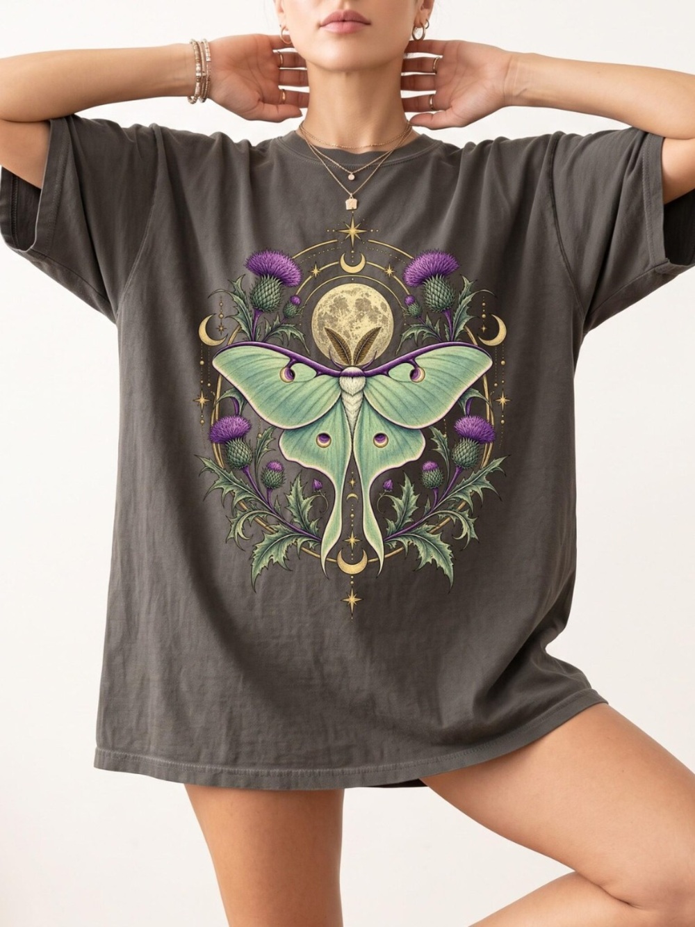 Comfort Colors Pepper Luna Moth Graphic Tee